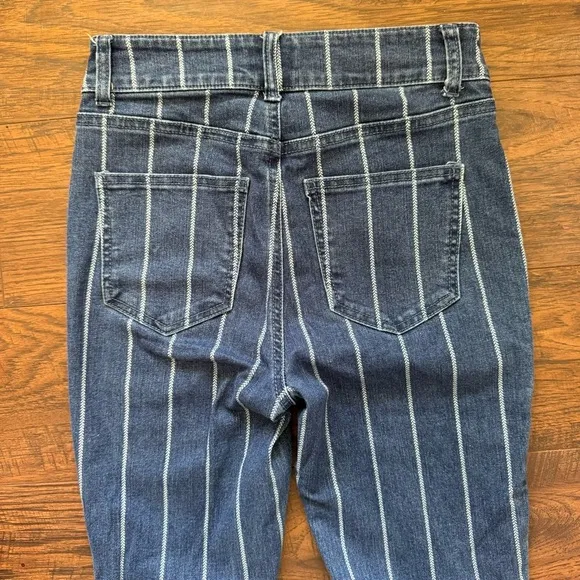 Gianni Bini Hippie Striped Denim Flare High Rise 5 Button Jeans Women’s Size 1