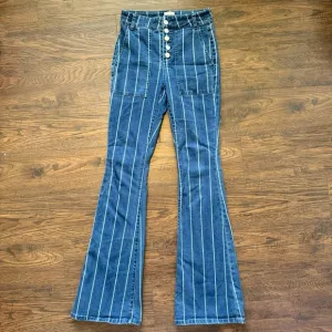 Gianni Bini Hippie Striped Denim Flare High Rise 5 Button Jeans Women’s Size 1