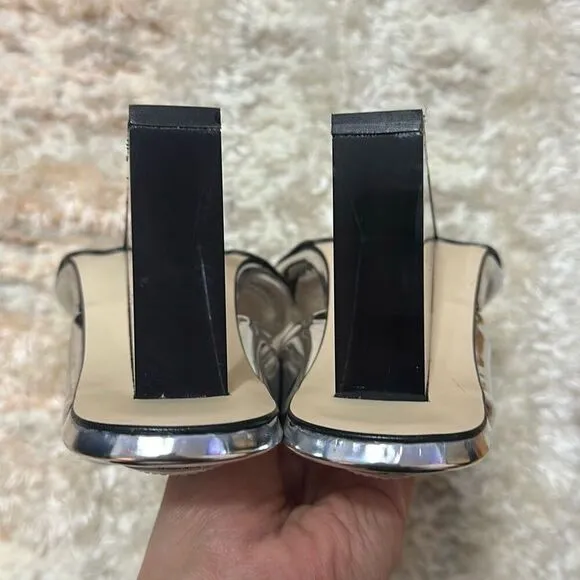 Good American Wedge Sandal Silver Shoes Women’s 8.5 NWOB