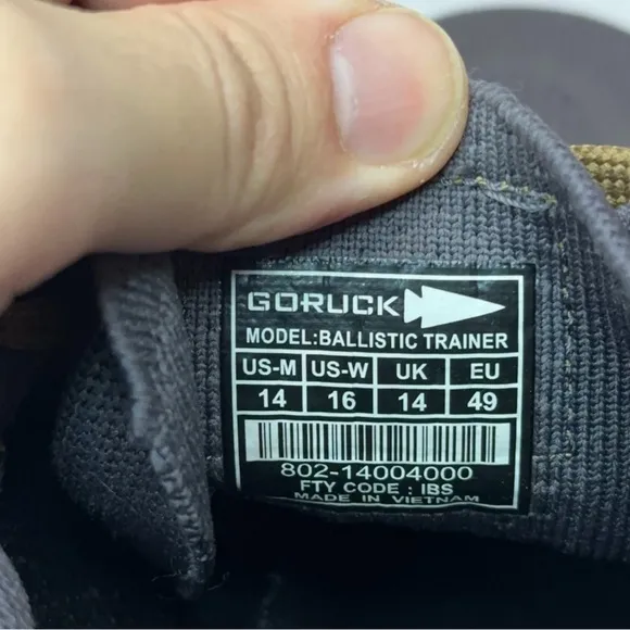 Goruck Ballistic Trainer Shoes Mens Size 14 Gym Weightlifting Athletic Gray