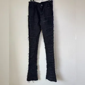 Guapi Stacker Distressed Fringed Denim Jeans Black Men’s Sz 34X48 Grunge Punk