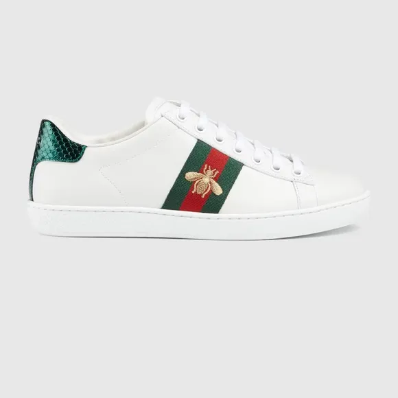 GUCCI Leather ACE shoes sneakers Bee size 39.5 9.5 Red Green Women’s or Men’s