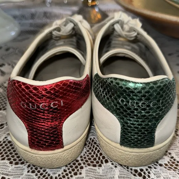 GUCCI Leather ACE shoes sneakers Bee size 39.5 9.5 Red Green Women’s or Men’s