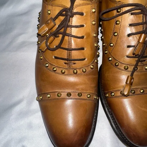 Gucci Men's Brown Leather Studded Shoes