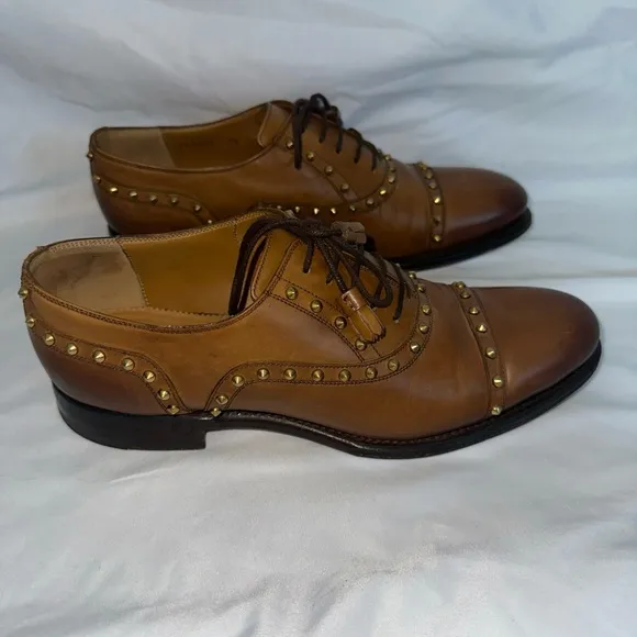 Gucci Men's Brown Leather Studded Shoes