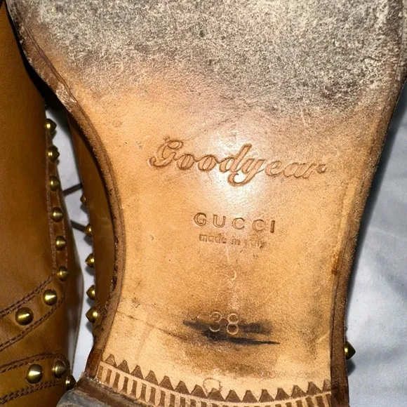 Gucci Men's Brown Leather Studded Shoes