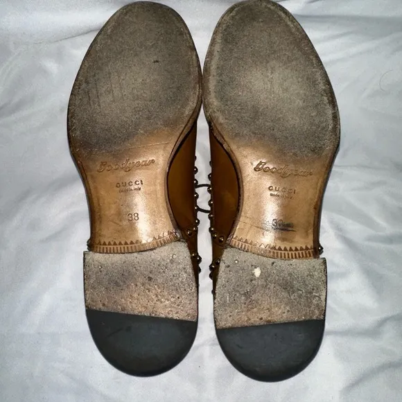 Gucci Men's Brown Leather Studded Shoes