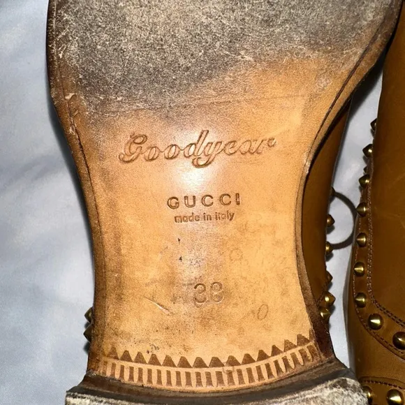 Gucci Men's Brown Leather Studded Shoes