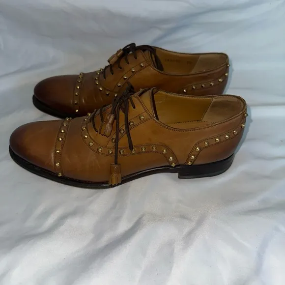 Gucci Men's Brown Leather Studded Shoes