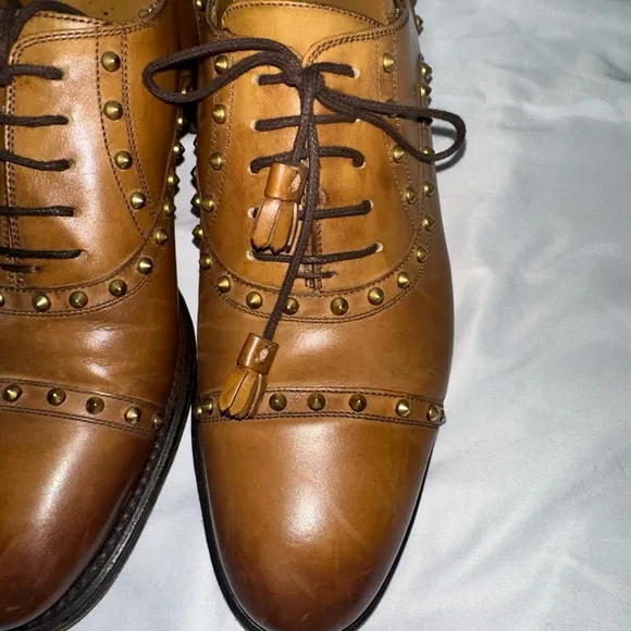 Gucci Men's Brown Leather Studded Shoes