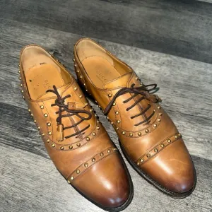 Gucci Men's Brown Leather Studded Shoes