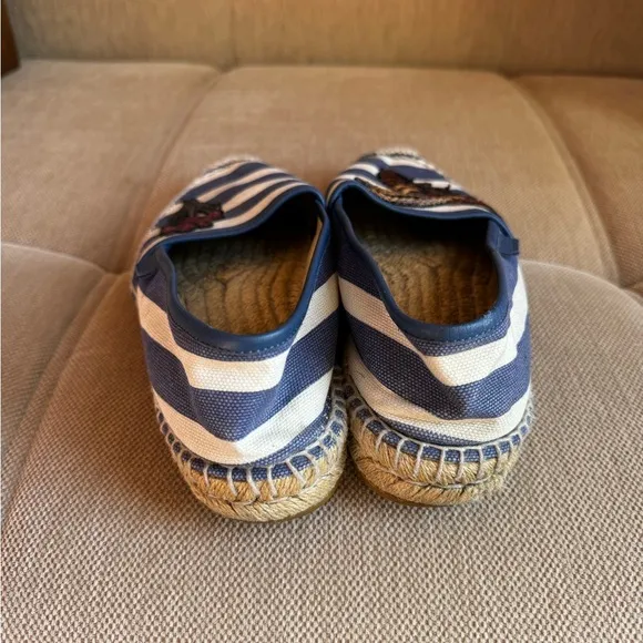 GUCCI Striped Espadrilles with Embroidered Bee and Flower