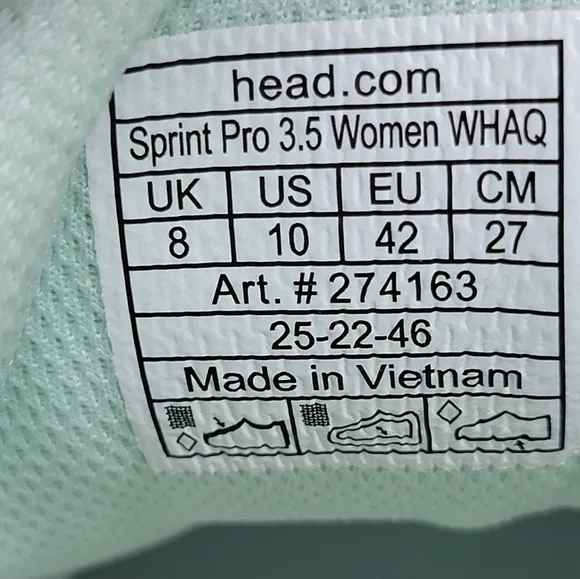 Head Women’s Sprint Pro 3.5 Tennis Shoes White and Aqua 274163 Size Multi New