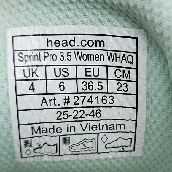 Head Women’s Sprint Pro 3.5 Tennis Shoes White and Aqua 274163 Size Multi New