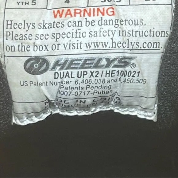 HEELYS UNISEX DUAL UP X2 HOOK &amp; LOOP FASTENER SKATE SHOES Youth Size 5