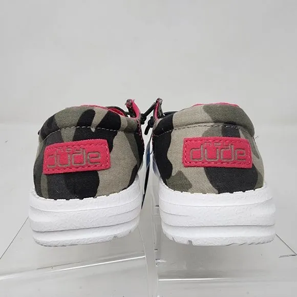 Hey Dude Loafers Kids 13 Green Camo Embroidered Logo Spell Out Wendy Shoes