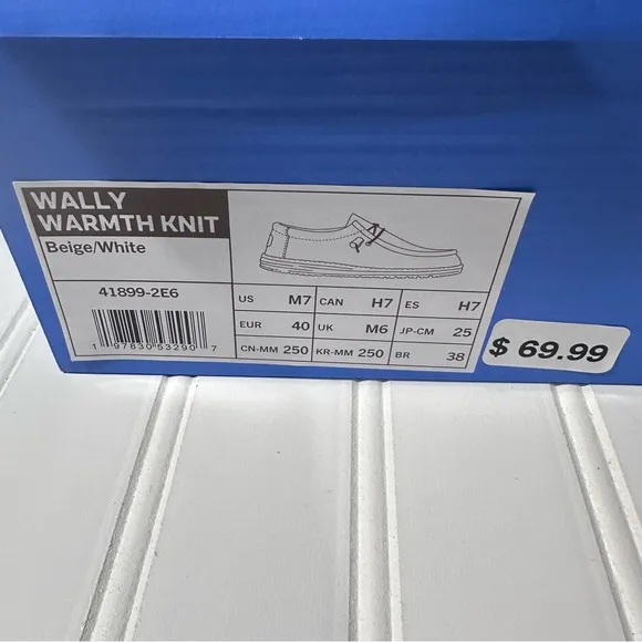 Hey Dude NWT Wally Warmth knit shoes men’s size 7 beige