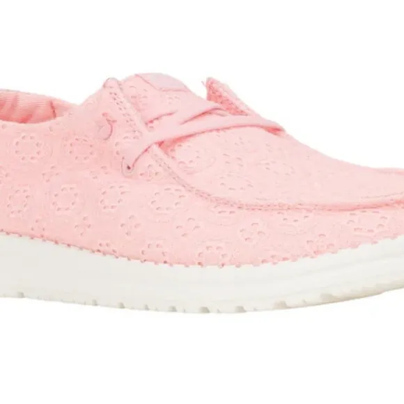 Hey Dude Wendy Eyelet lace pale pink shoes women’s 8