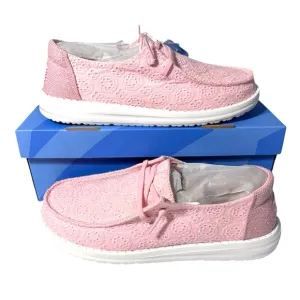 Hey Dude Wendy Eyelet lace pale pink shoes women’s 8