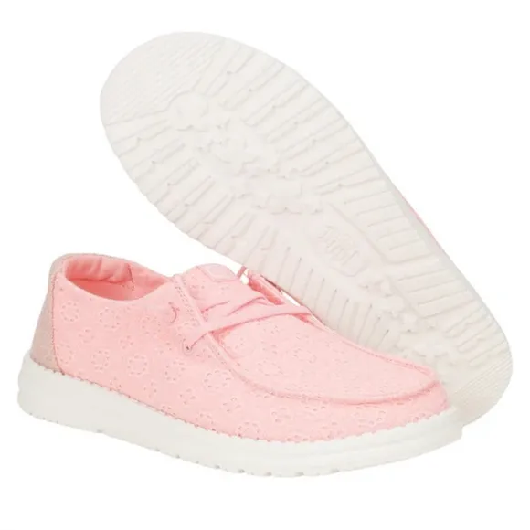 Hey Dude Wendy Eyelet lace pale pink shoes women’s 8
