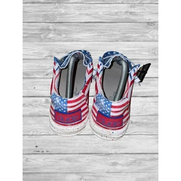 Hey Dude Wally Patriotic Stars and Stripes Mens Casual Lightweight Slip On Shoes