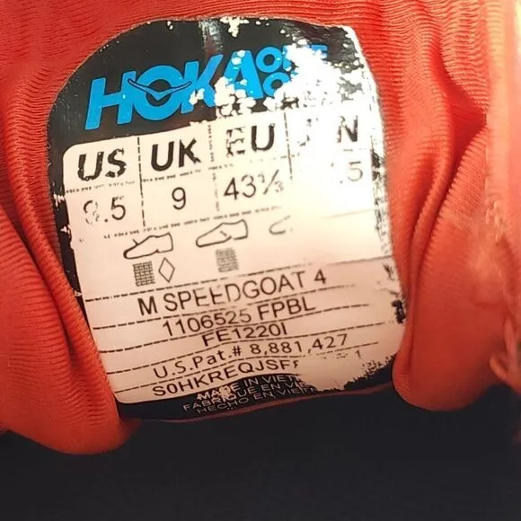 Hoka One Men's Speedgoat 4 US 9,5 Ombre Orange Blue Trail Sneakers Shoes