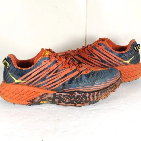 Hoka One Men's Speedgoat 4 US 9,5 Ombre Orange Blue Trail Sneakers Shoes