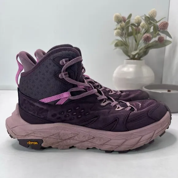 Hoka One One Anacapa Breeze Aero Mid Trail Running Shoe Raisin/Mauve Women 9.5B
