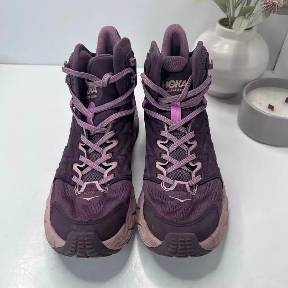 Hoka One One Anacapa Breeze Aero Mid Trail Running Shoe Raisin/Mauve Women 9.5B