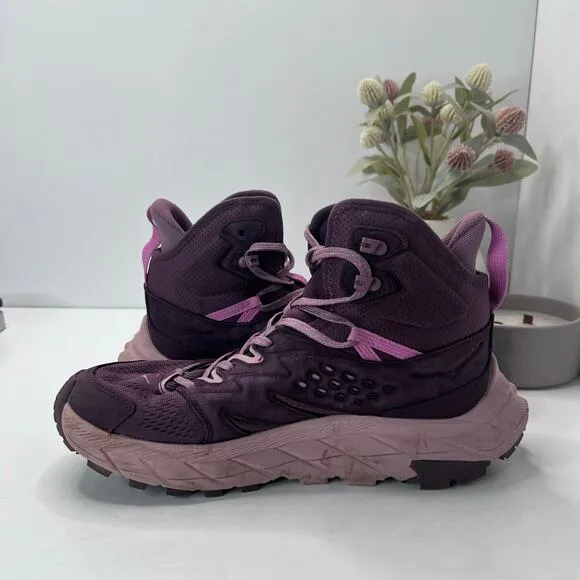Hoka One One Anacapa Breeze Aero Mid Trail Running Shoe Raisin/Mauve Women 9.5B