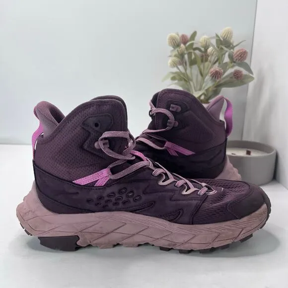 Hoka One One Anacapa Breeze Aero Mid Trail Running Shoe Raisin/Mauve Women 9.5B