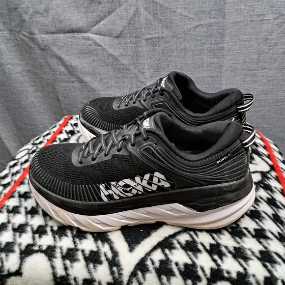 Hoka One One Bondi 7 1110519 Women’s Sz 10.5 Black Running Shoes Sneakers