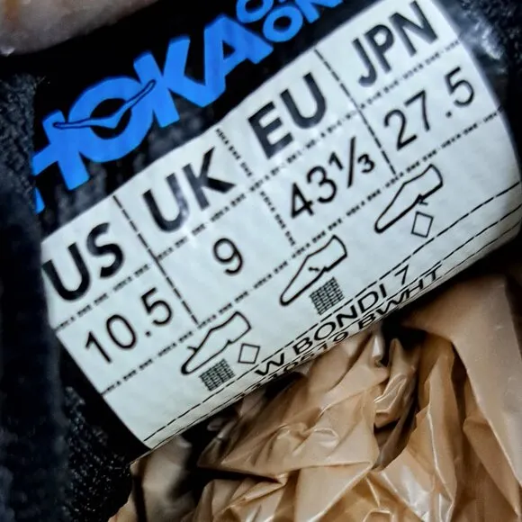 Hoka One One Bondi 7 1110519 Women’s Sz 10.5 Black Running Shoes Sneakers