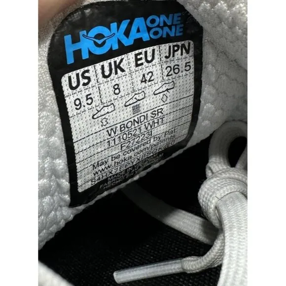 Hoka One One Bondi SR White Sneakers Shoes Leather 1110521 WHT Women’s Size 9.5