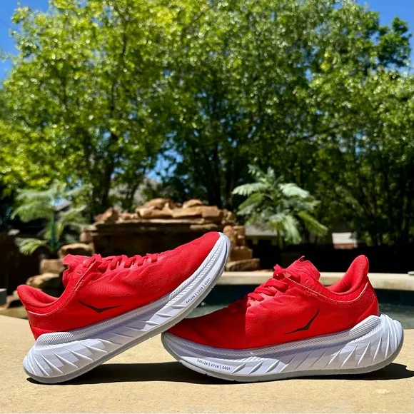 Hoka One One Carbon X2 Fiesta Red/Black/White - Size 7 Women’s (1113526 FWT)