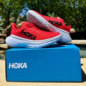 Hoka One One Carbon X2 Fiesta Red/Black/White - Size 7 Women’s (1113526 FWT)