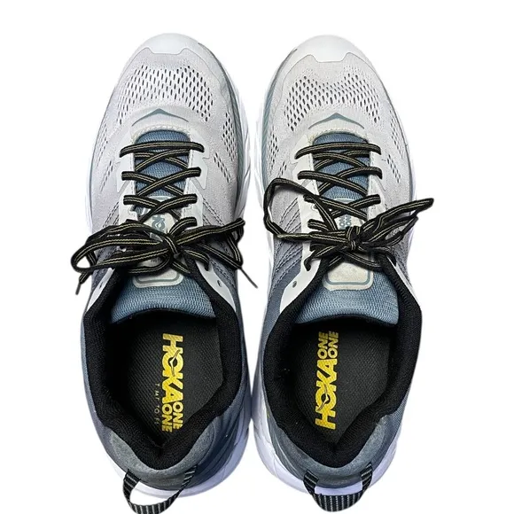 Hoka One One Clifton 6 Shoes Men’s Sz 12.5 Running Gray Yellow Sneakers 1102872