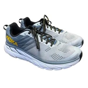 Hoka One One Clifton 6 Shoes Men’s Sz 12.5 Running Gray Yellow Sneakers 1102872