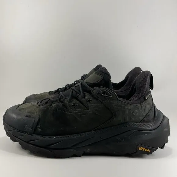 Hoka One One Kaha 2 GTX Running Shoes Mens Size 9 D Black Leather Goretex Trail