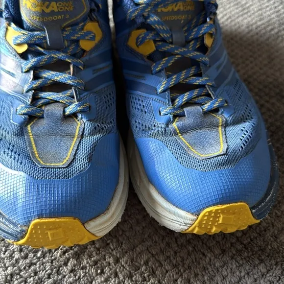 Hoka One One Speedgoat 3 Blue Yellow Trail Running Shoes Women’s 8.5 Vibram Sole