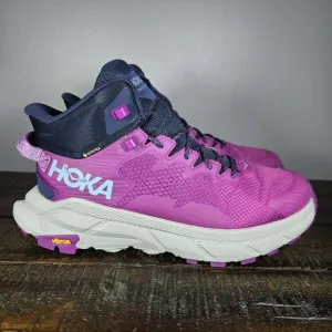 Hoka One One Trail Code GTX Womens Size 9 B Mid Top Hiking Shoes Pink Blue