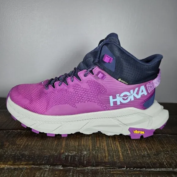 Hoka One One Trail Code GTX Womens Size 9 B Mid Top Hiking Shoes Pink Blue