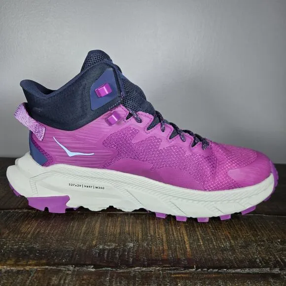 Hoka One One Trail Code GTX Womens Size 9 B Mid Top Hiking Shoes Pink Blue