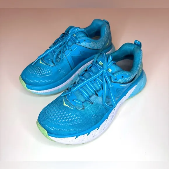 Hoka One One Women’s Gaviota 2 Aqua Turquoise Blueish Athletic Shoes Size- 5.5