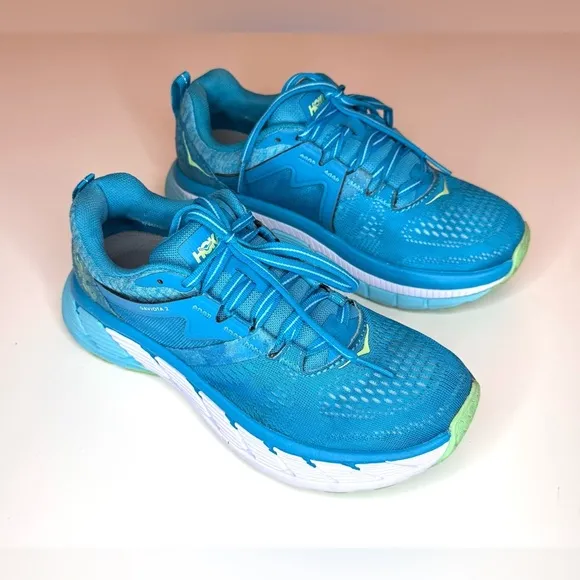 Hoka One One Women’s Gaviota 2 Aqua Turquoise Blueish Athletic Shoes Size- 5.5