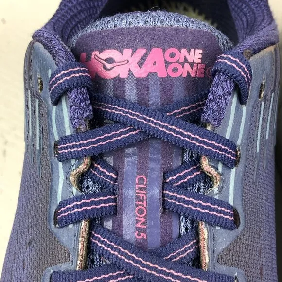 Hoka One One Women's Size 7.5 Clifton 5 Purple Lace-Up Running Sneakers 1093756