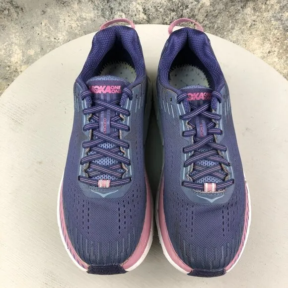 Hoka One One Women's Size 7.5 Clifton 5 Purple Lace-Up Running Sneakers 1093756