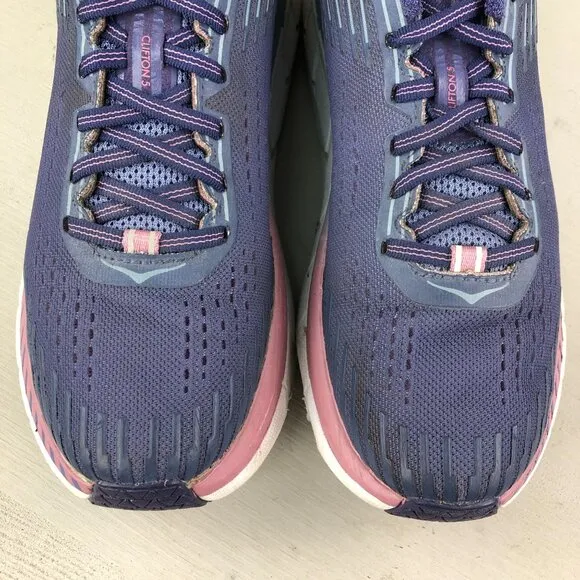 Hoka One One Women's Size 7.5 Clifton 5 Purple Lace-Up Running Sneakers 1093756