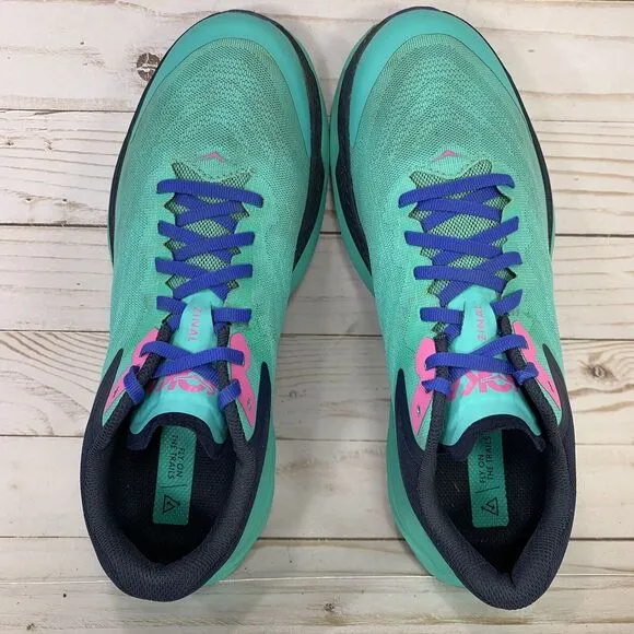 Hoka One One Zinal Trail Running Vegan Womens 9.5B Green Atlantis/Outer Space