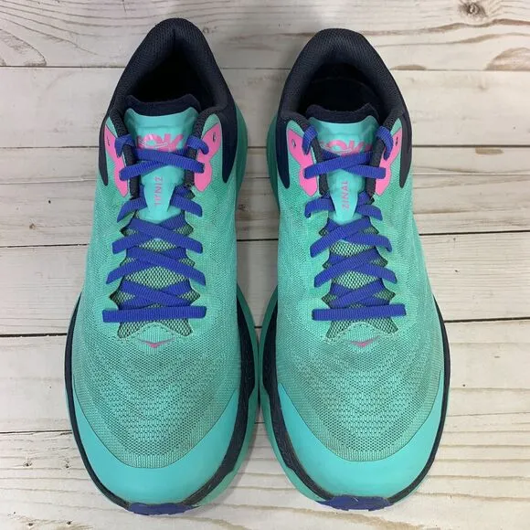 Hoka One One Zinal Trail Running Vegan Womens 9.5B Green Atlantis/Outer Space